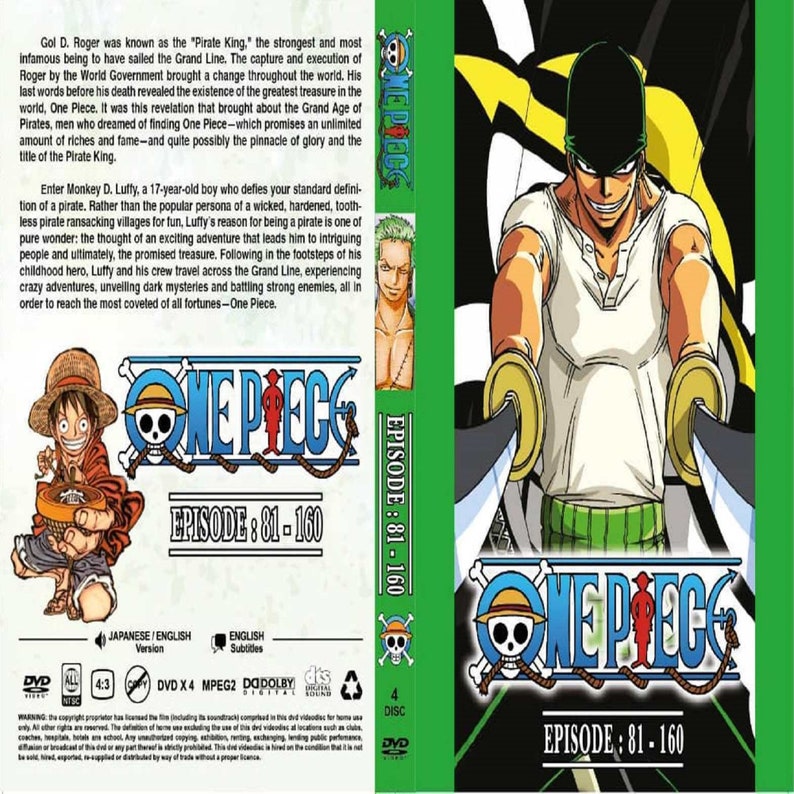 One Piece Tv Series Dvds Box Set Episodes 81 160 With Etsy