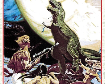 ウルフギャング，サンフランシスコ DINOSAURS ポスター(1983年) Vintage Ankylosaurus Dinosaur On A Surf Board Art Print by