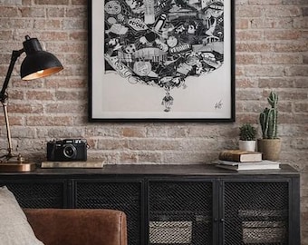 Appalachian State Poster, Boone NC Collage Art Print (13x19)