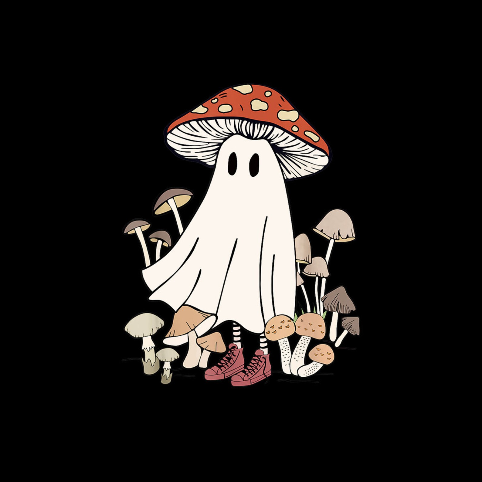 Funny Botanical Cottagecore Mushroom Ghost Halloween (Instant Download
