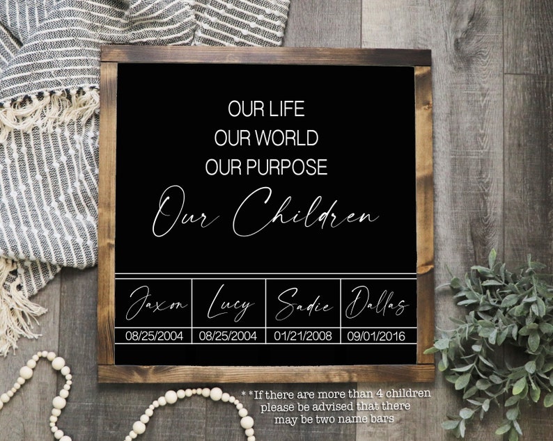 Rustic Wood Signs Modern Farmhouse Decor Gifts for Her My Children Birthdate Farmhouse Signs Custom and Personalized