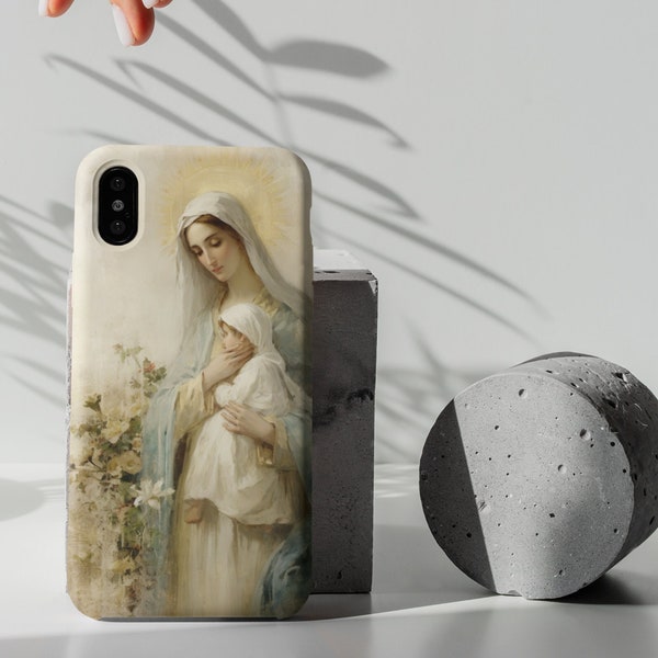 Marian Art Smart Phone Case Catholic Phone Case for iPhone Samsung Galaxy and Google pixel The Blessed Mother Catholic Art gift for her