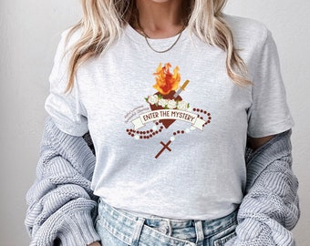Chemise catholique pour femme, t-shirt chapelet, t-shirt la Sainte Mère