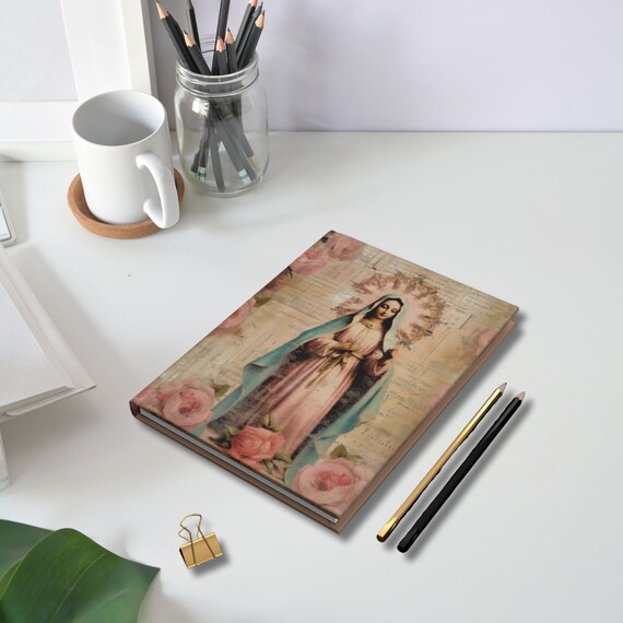 Religious hardcover notebook gift for Catholic Woman Digital art cover blank journal Catholic gift for spiritual reflection and prayer Mom