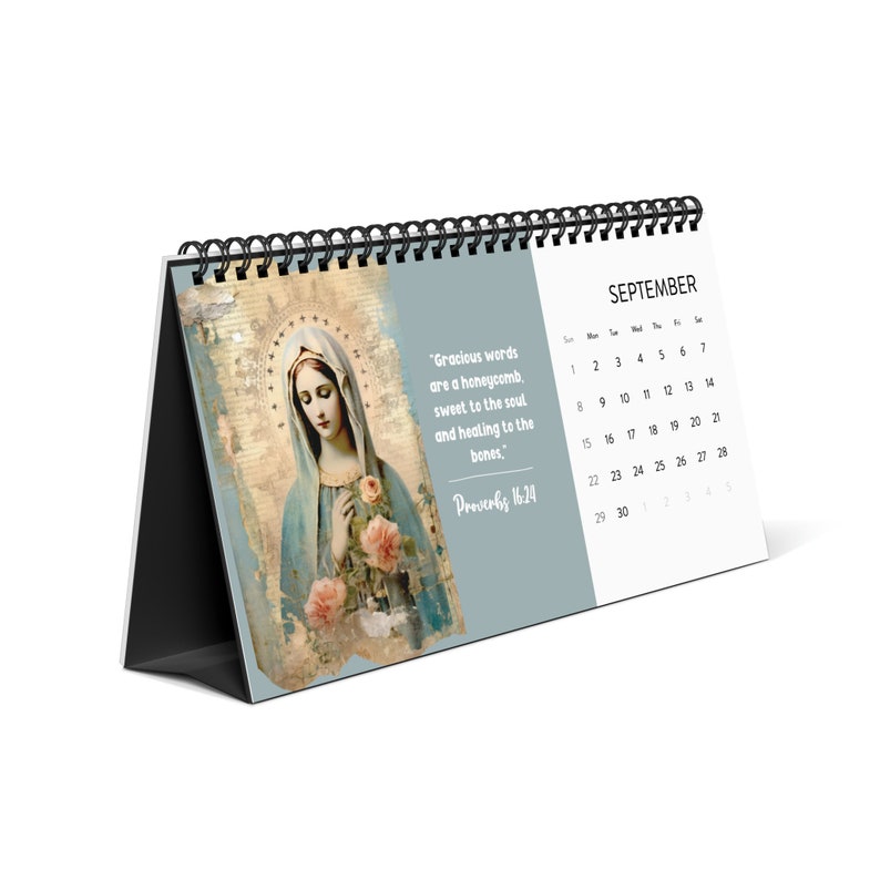 Catholic Art Desktop 2024 Calendar Bible Verse Calendar Office Supply