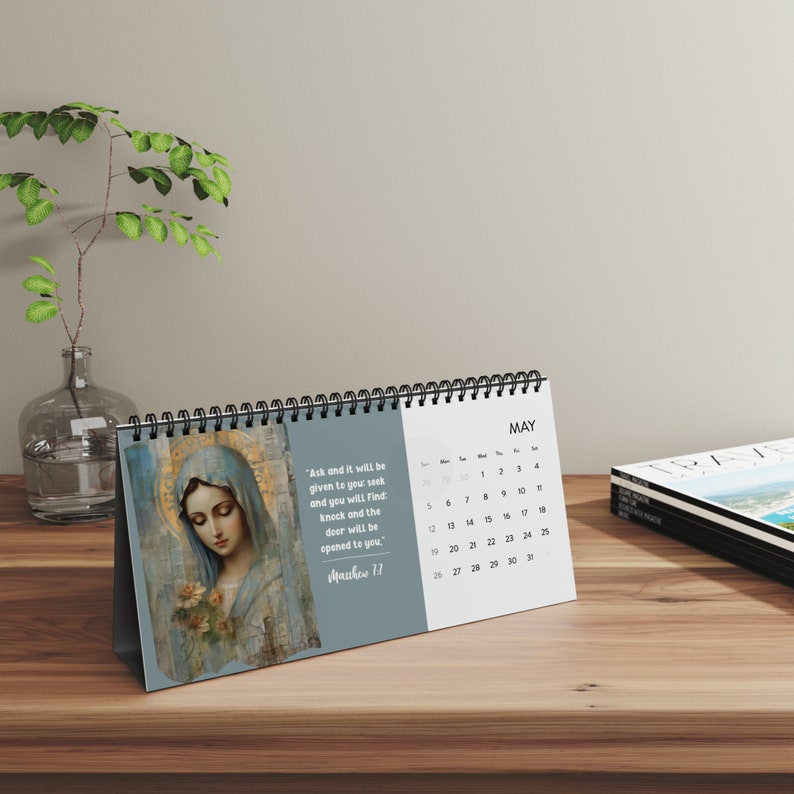 Catholic Art Desktop 2024 Calendar Bible Verse Calendar Office Etsy