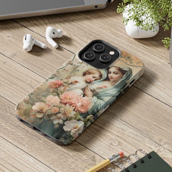 Catholic Marian Art Smart Phone Case gift for Catholic Phone Case for iPhone Samsung Galaxy and Google pixel The Blessed Mother Marian Art
