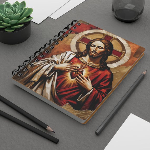Catholic Prayer Journal Spiral Bound Lined Notebook for Catholic Art Lovers and Student notebook for Bible Study gift for Christian mom