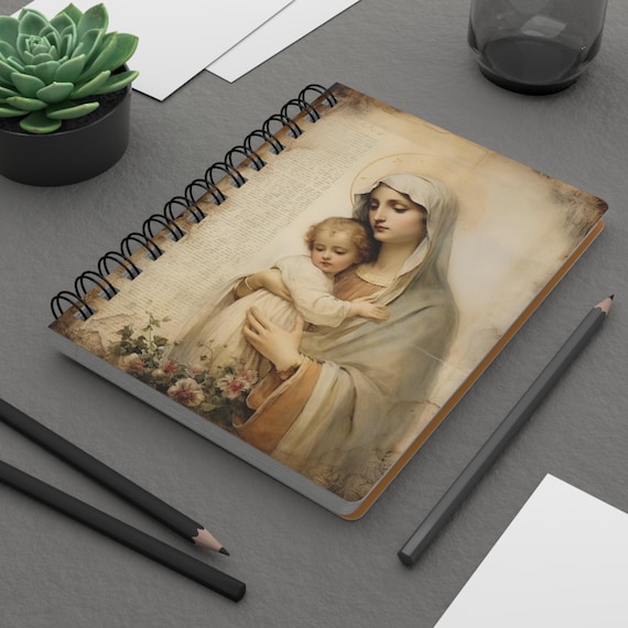 Catholic Journal: Blessed Mother Art, Prayer, Gratitude, Student Notebook
