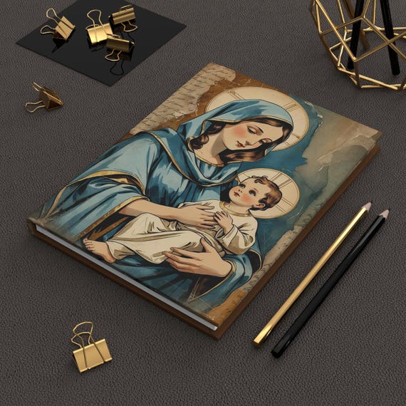 Catholic Art Reflection Journal Elegant Hardcover Notebook Personal Growth Bible Study Notes Gifts for Mom Faith Inspiration Prayer