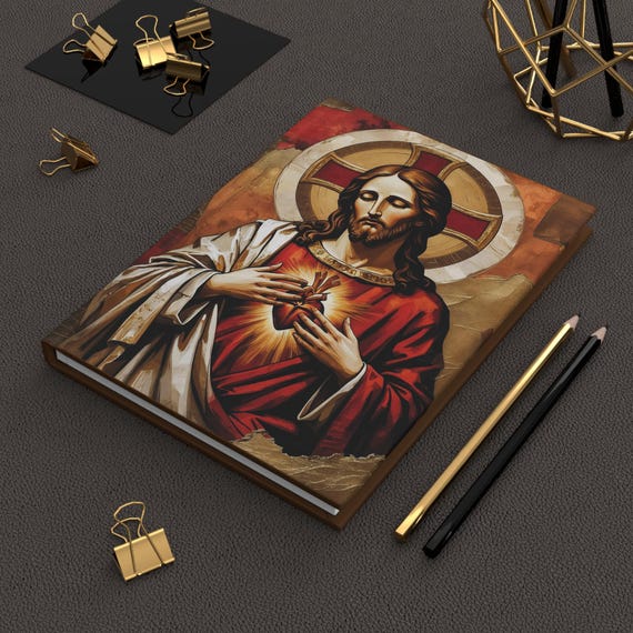 Sacred Heart of Jesus Catholic Journal Elegant Hardcover Notebook for Adoration, Bible Study Notes Gifts for Faith, Inspiration, Prayer