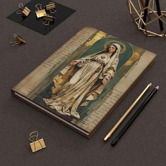Marian Art Catholic Journal for Adoration Elegant Hardcover Notebook for Bible Study Notes Gifts Mom Faith, Inspiration, Prayer