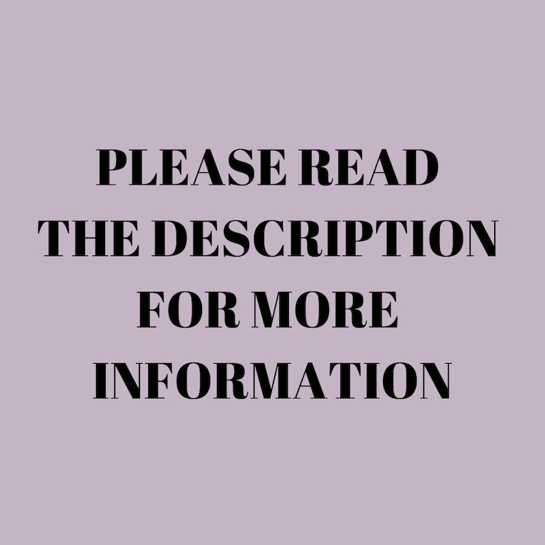 Puede incluir: Texto sobre un fondo morado que dice "PLEASE READ THE DESCRIPTION FOR MORE INFORMATION".