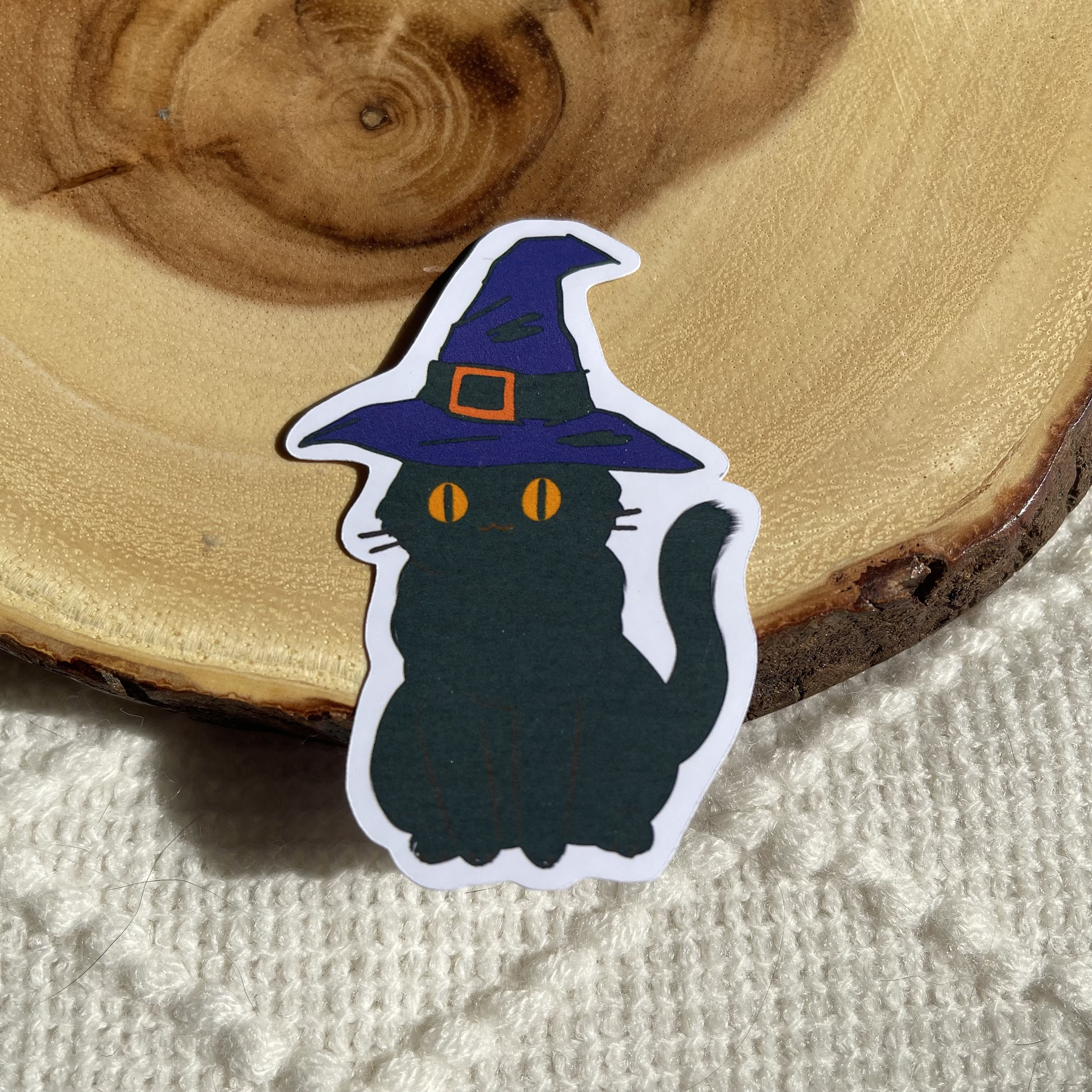 Witchy Black Cat Sticker | Halloween Stickers | Witch Hat Gift Laptop ...