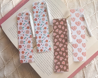Valentine's Day Hearts & Roses Bookmark Collection | Cute Rainbow Heart Roses | Handmade Laminated w Tassel Bookmarks | Bookish Gift