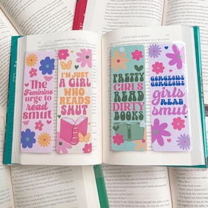 Smut Readers Floral Bookmark Set | Handmade Laminated w/ Tassel Bookmarks | Spicy Romance Smutty Books Pastel Bookish Gift for Reader