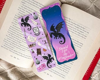 Fourth Wing Themed Bookmark Set | Handmade Laminated w/ Tassel Bookmarks | Xaden Violet Wingleader Basgiath Fantasy Reader Bookish Gift