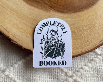 Pegatina de esqueleto completamente reservada / Pegatinas de libros brillantes impermeables / Lector de regalo Bookworm Laptops Botellas de agua Libros bibliófilos