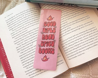 Good Girls Read Spicy Books Bookmark | Handmade Laminated w/ Tassel Bookmarks | Bookish Gift for Romance Reader Bookworm Pink Cute Pastel