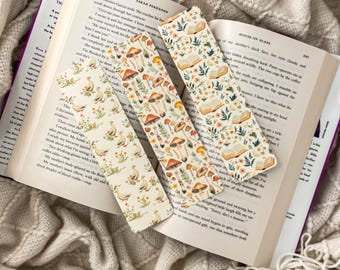 Cute Cottagecore Bookmark Set | Handmade Laminated with Tassel Bookmarks | Geese Mushrooms Books Plants Summer Reading Bookish Gift