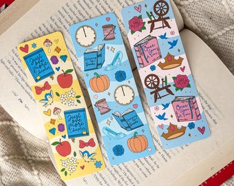 Bookish Princess Themed Bookmark Set | Handmade Laminated w/ Tassel Bookmarks | Cute Pastel Princesses Bookish Gift for Reader Bookworm