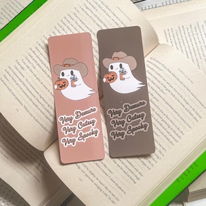 Very Demure Very Cutesy Very Spooky Cowboy Ghost Halloween Bookmark | Handmade Laminated w/ Tassel Bookmarks | Bookish Gift for Reader