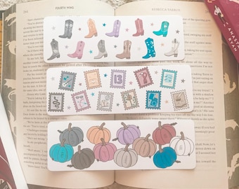 Taylor Swift Eras - Boots Stamps & Pumpkins Bookmark Set | Handmade Laminated w/ Tassel Bookmarks | Bookish Gift for Reader Cute Pastel