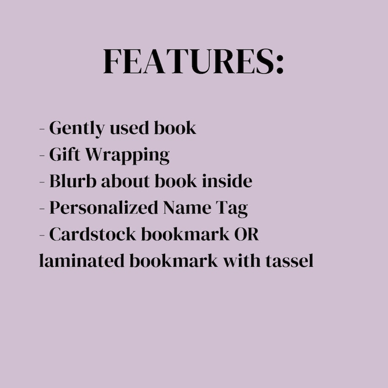 Puede incluir: Caracter&iacute;sticas de un regalo de libro usado: envoltorio de regalo, una rese&ntilde;a del libro en el interior, una etiqueta con nombre personalizada y a elegir un marcap&aacute;ginas de cartulina o un marcap&aacute;ginas laminado con borla.