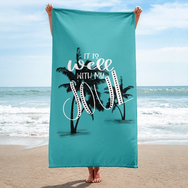 Teal Beach Towel Personalized Etsy