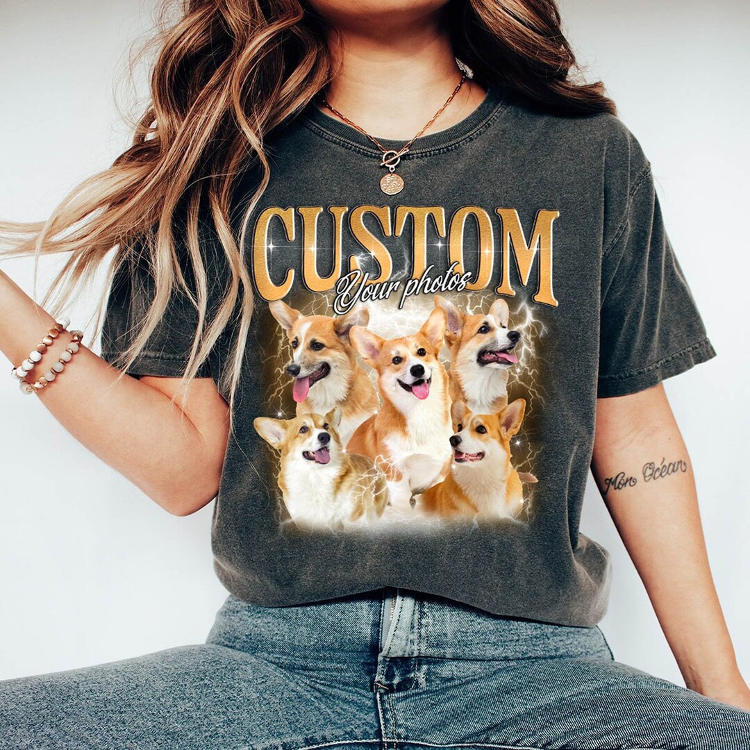 Vintage Custom Dog Shirt, Retro Collage Personalized Pet Shirt, 90's
