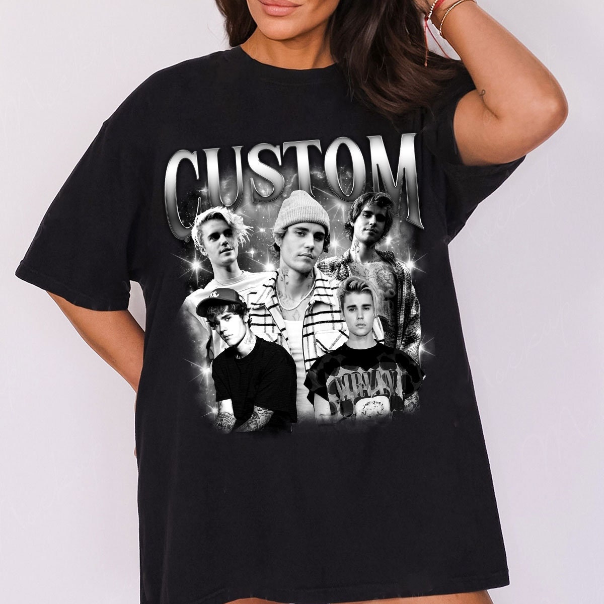 Discover Camiseta Personalizada Bootleg 90s Vintage Personaliza El Tuyo Camiseta con Fotos y Texto para Hombre Mujer