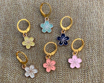 Handmade Flower Huggie Hoop Earring