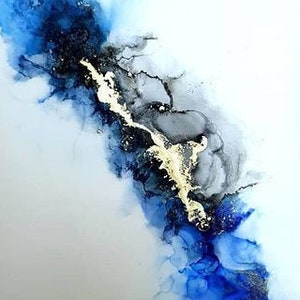 Art de l’encre d’alcool - Blue Tidal Wave