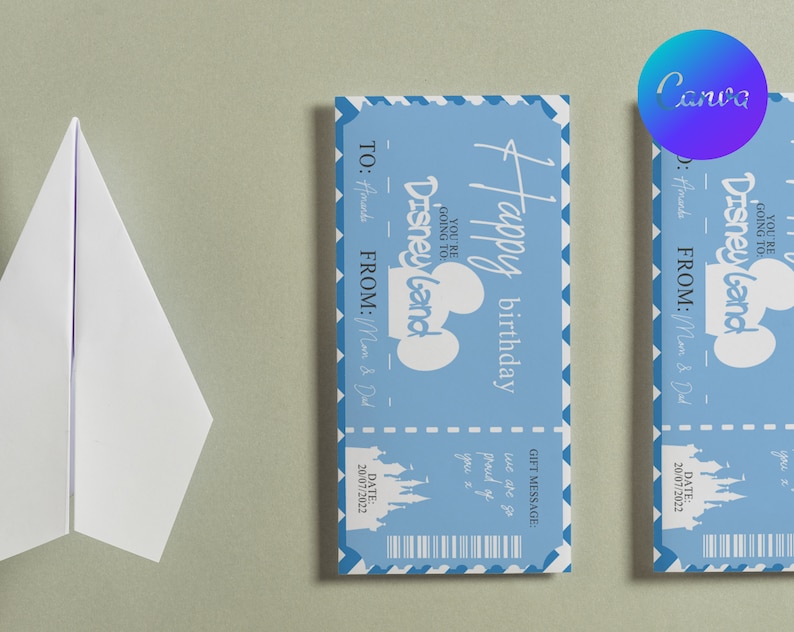 Printable Theme Park Ticket Birthday Gift Template Surprise - Etsy