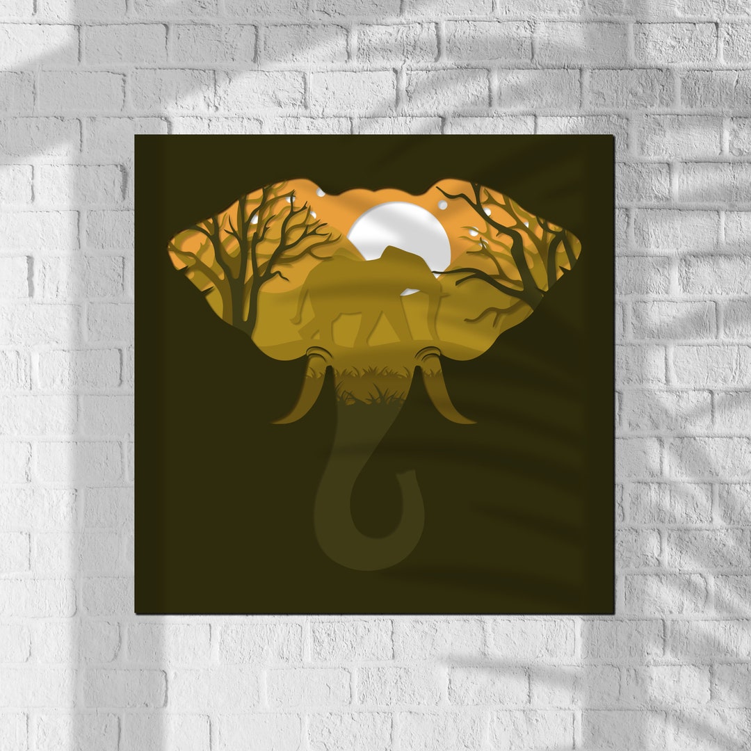 Elephant Shadow Box Svg Africa Shadowbox 3D Shadow Box Svg - Etsy