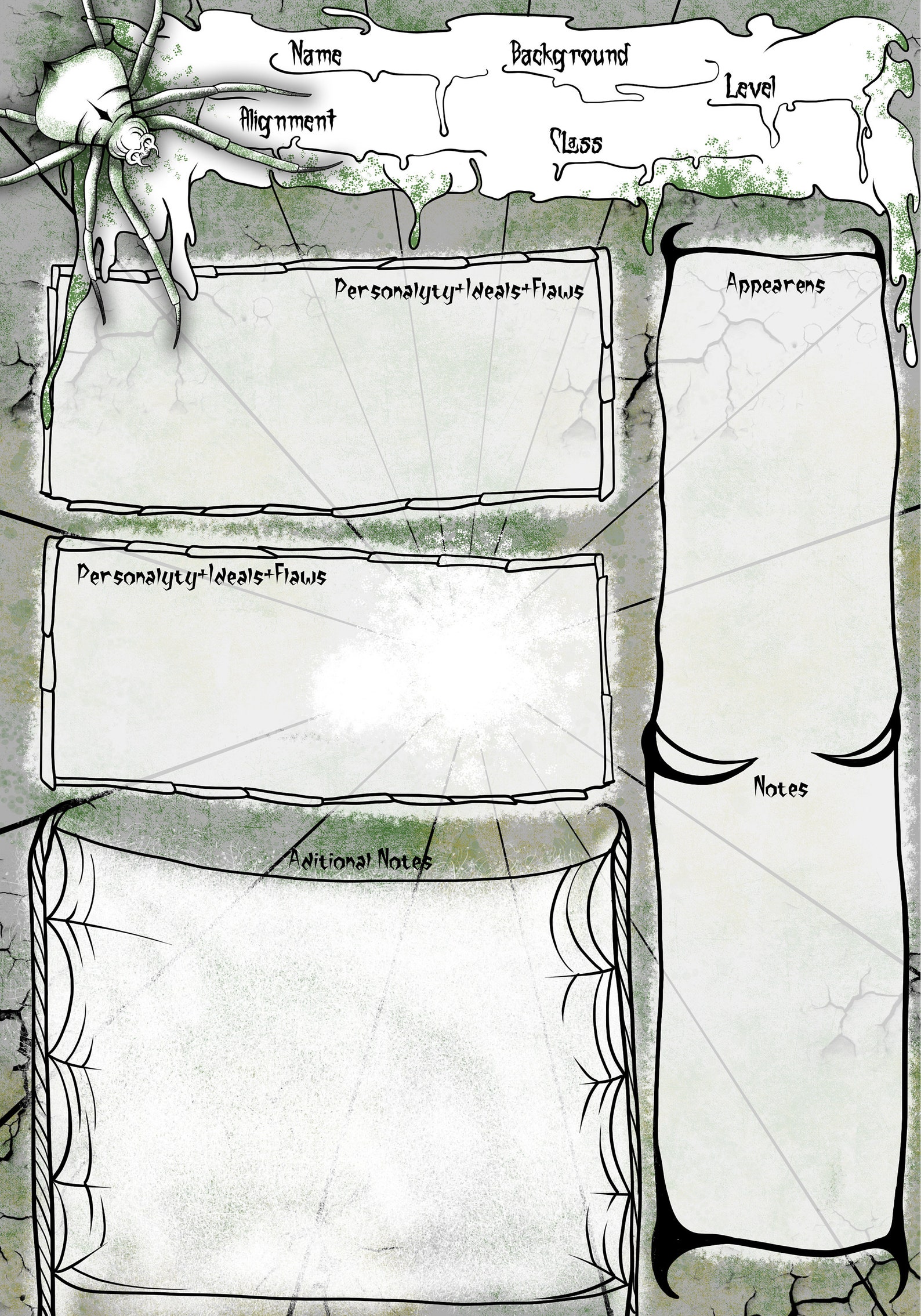 Spider Character Sheet 5e Dnd Character Sheet 5e Character - Etsy