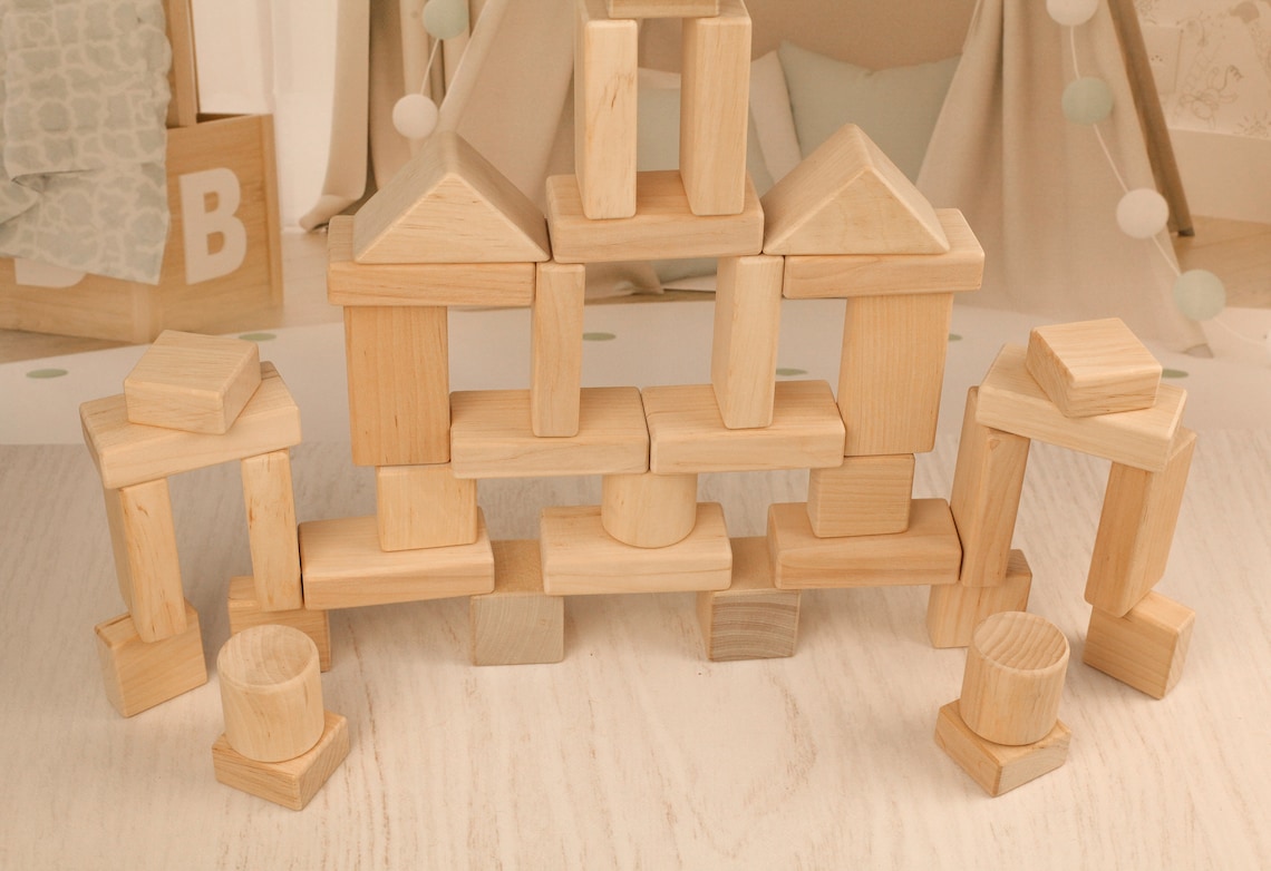 43 Building blocks wooden block set toddler wooden toys Etsy
