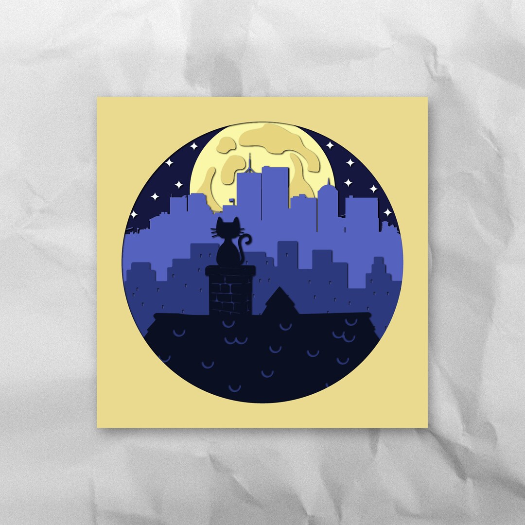 Cat shadow box svg Cat light box svg Cat layered svg Cat Etsy.de