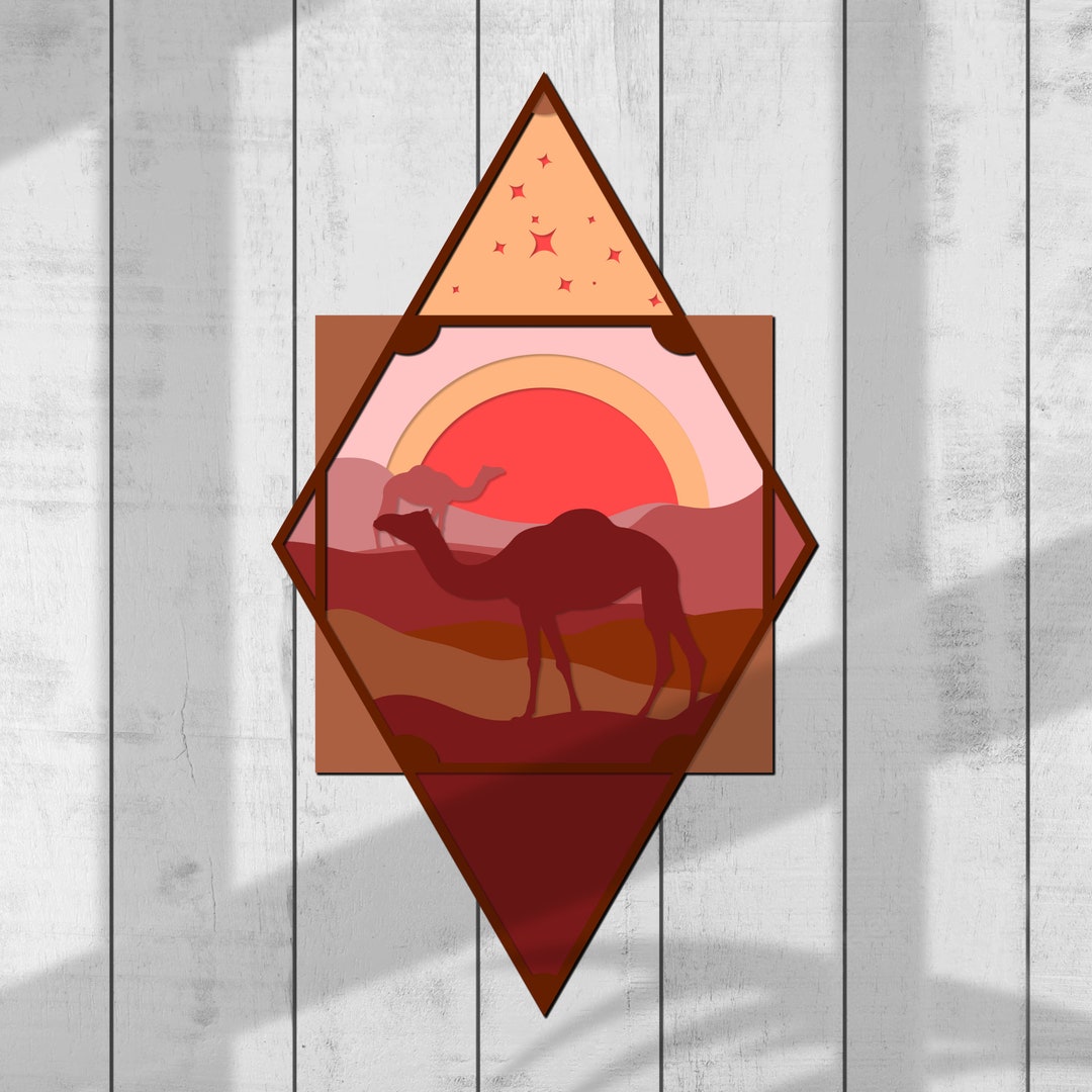 Desert Shadowbox Desert Stencil Desert Scene Svg Camel - Etsy