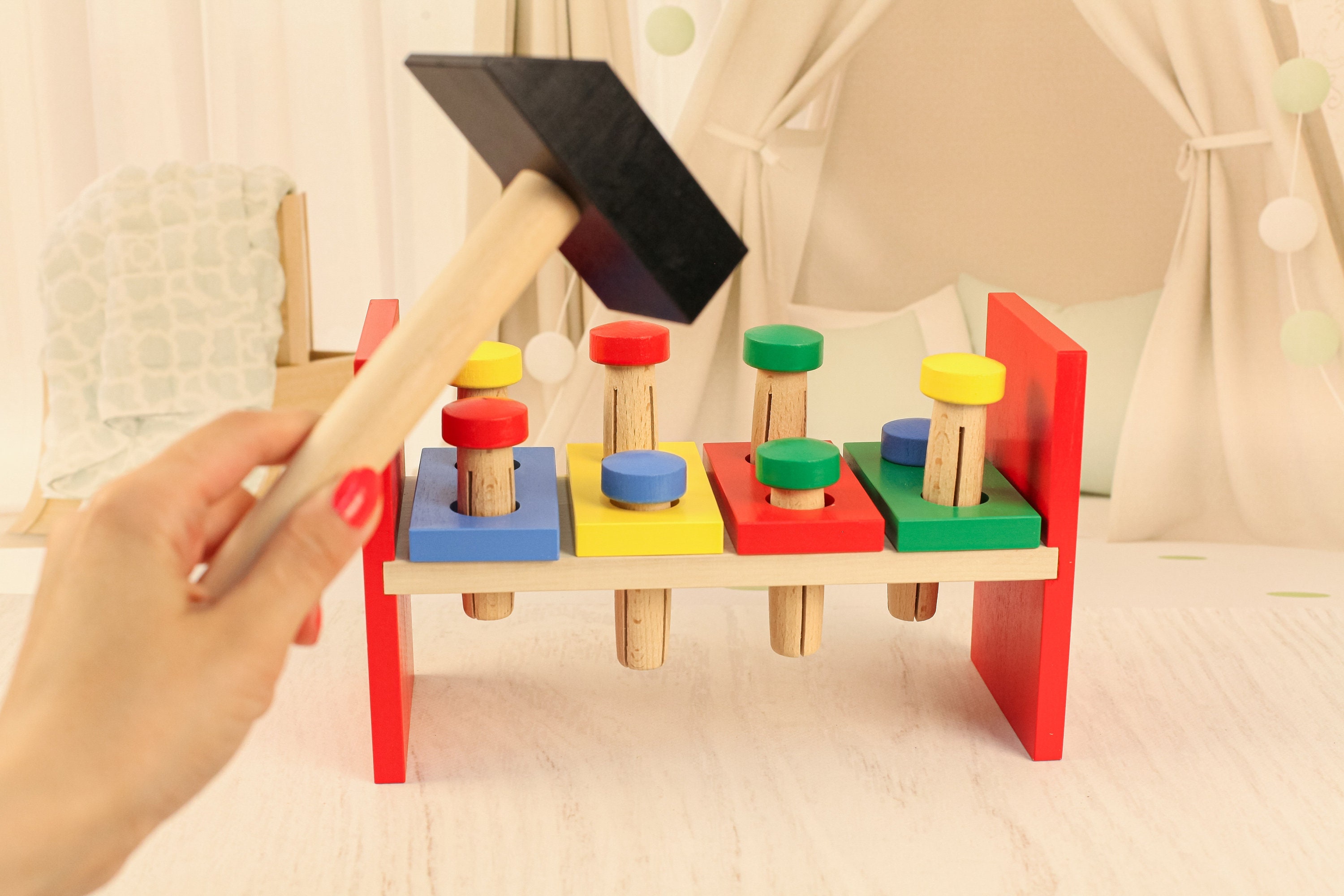 Knocker&Hammer baby toys montessori wooden toys baby shower Etsy