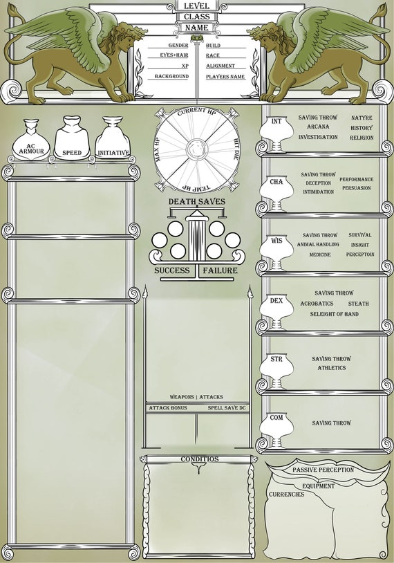 Dnd New Player Sheet D&amp;D Rules Initiative Tracker 5e - Etsy UK
