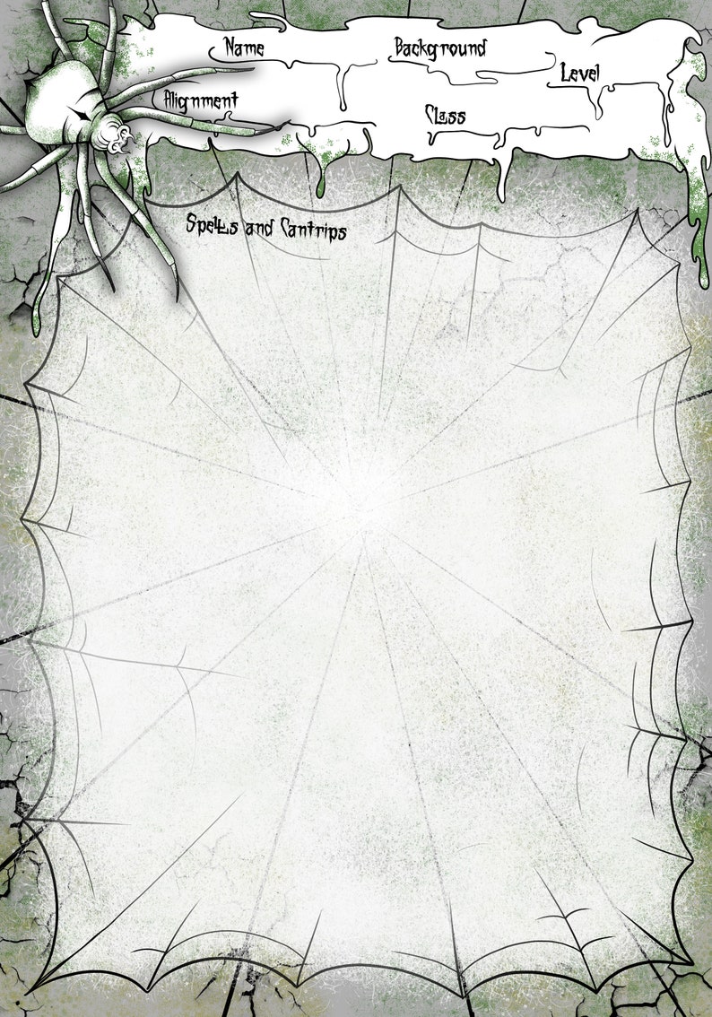 Spider Character Sheet 5e Dnd Character Sheet 5e Character - Etsy
