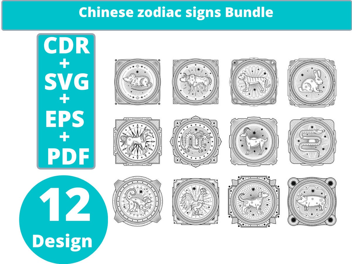 Chinese Zodiac signs, Zodiac SVG, Horoscope SVG, astrology svg, Leo,  Taurus, Gemini, Virgo, Aries, Libra, Pisces, Cancer svg