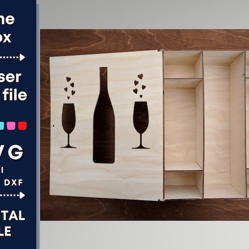 Laser Cut Wooden Wine Gift Box Svg Bottle Gift Wine Etsy