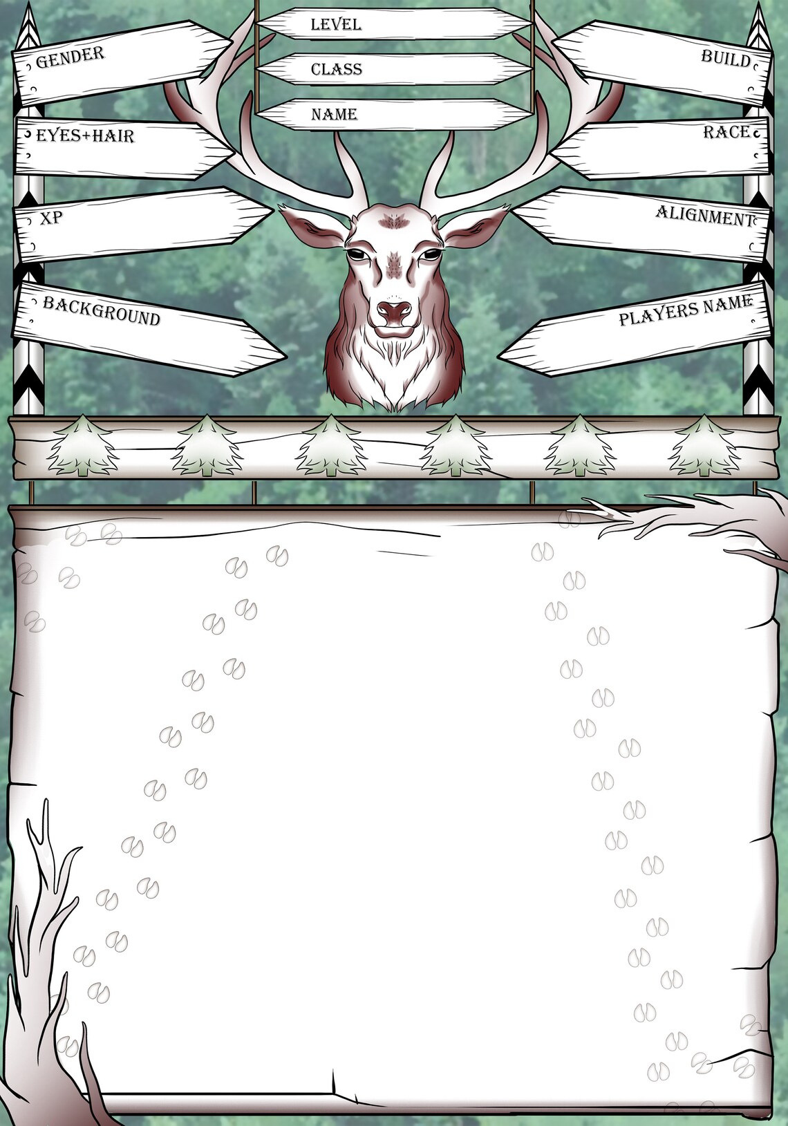 Deer D&amp;D Character Sheet Dnd Art Illustration Dnd 5e - Etsy Israel