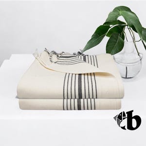 Neutral Linen Striped Bath Sheet, Large Luxury Linen Bath Towel, Lightweight, Premium Turkish Linen, Home Decor, Quick Dry, Natural Fibre