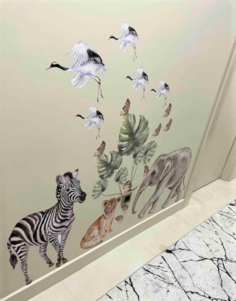 Safari Wall Decal, Nursery Safari Animals Sticker, Kids Room Safari ...