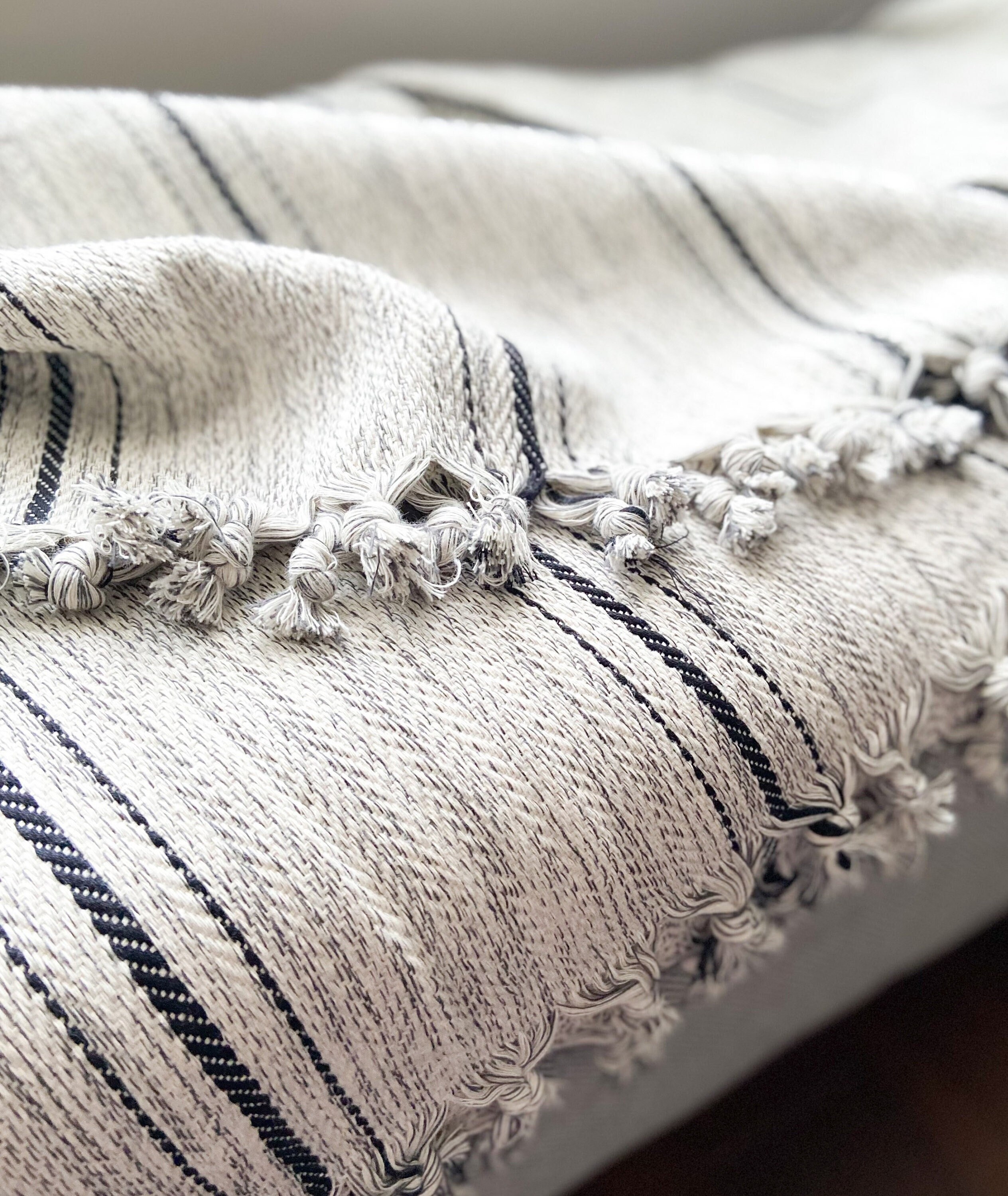 Grey Striped Blanket Etsy