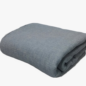 Denim Blue Muslin Bedcover, King Size, OEKO-TEX Certified Bedspread, Organic Cotton Throw Blanket, Super Soft and Lightweight