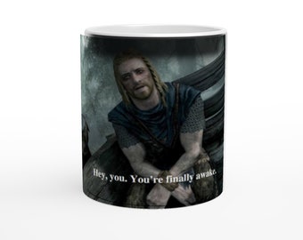 Hey, you! You're finally awake mug. colour changing mug, Skyrim Color Changing Mug,prank with friends and family members